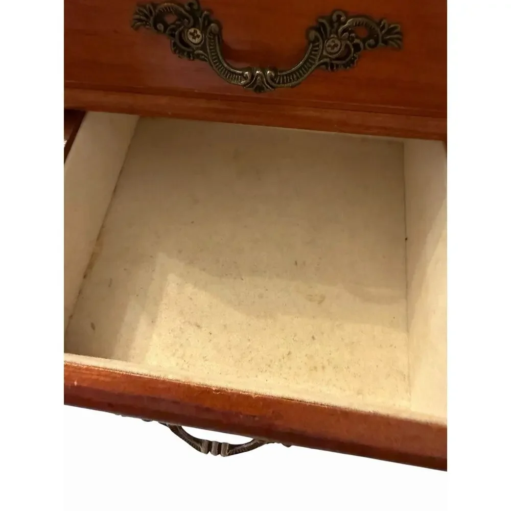 Vintage Wooden Jewelry Box Mirror Ring Necklace Bracelet Earring Organizer 3708C